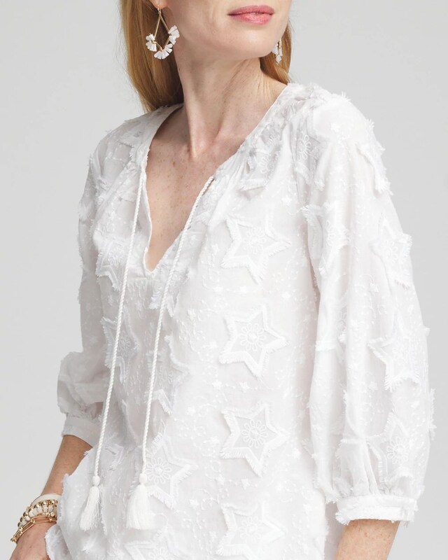 Embroidered Stars Peasant Top - image 4